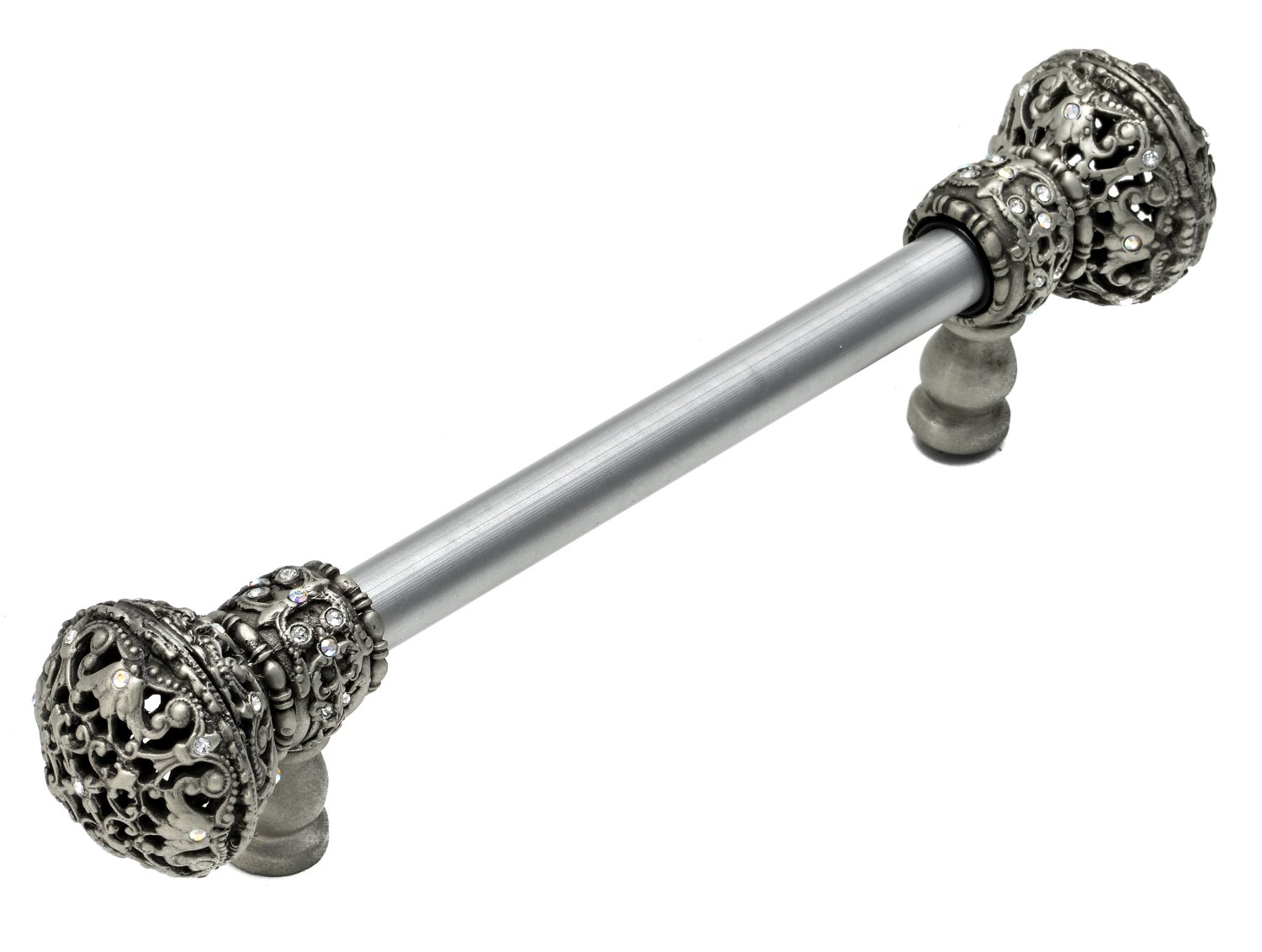 Carpe Diem Hardware 180-11CAB Juliane Grace 6-Inch O.C. Long Pull Large Finial with Swarovski Crystals, Satin
