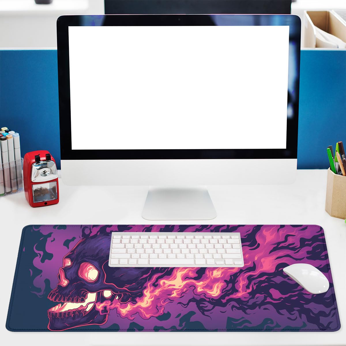 Alfombrilla de ratón para juegos con diseño de calavera de terror, diseño gótico del Día de los Muertos, tamaño XL, alfombrilla de mouse grande extendida para teclado para laptop, alfombrilla de