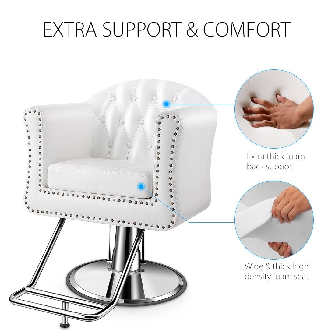 Buy Baasha Salon Chair, Salon Chair for Hair Stylist, White Salon Chair