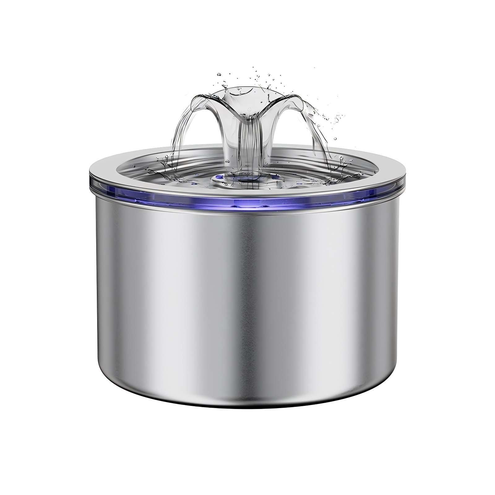 74oz/2.2L Stainless Steel Cat Water Fountain, Automatic Pet Water Dispenser for Cats and Small Dogs, 304 Stainless Steel, Ultra-Quiet Pump, Night Light, Auto Shut-Off for Water Shortage