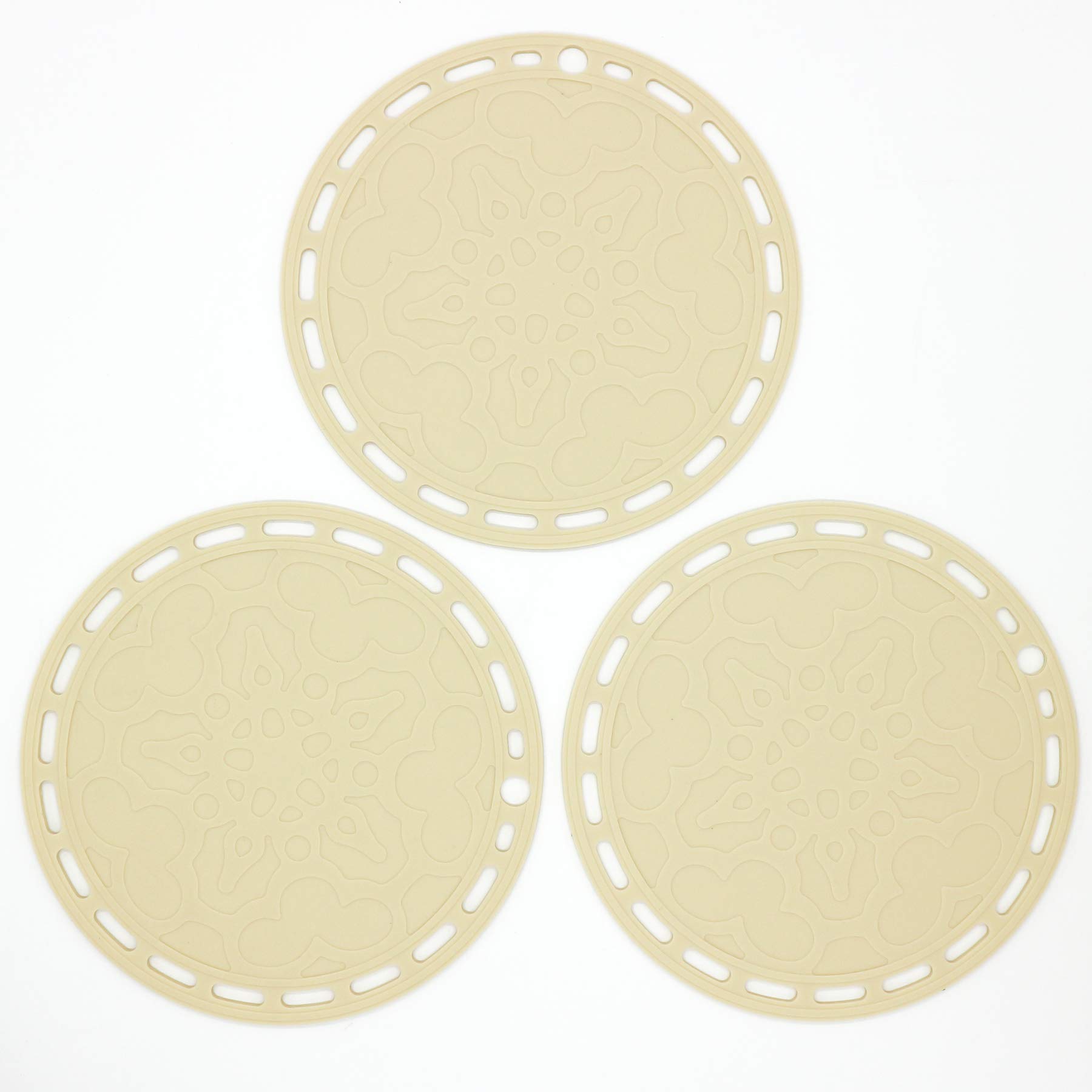 SmithcraftSmithcraft Big Round Silicone Pot Holder Hot Pads and Trivets for Hot Dishes and Hot Pots, Hot Mats for Countertops, Tables, Spoon Rest Small Place Mats Set of 3 (Beige)