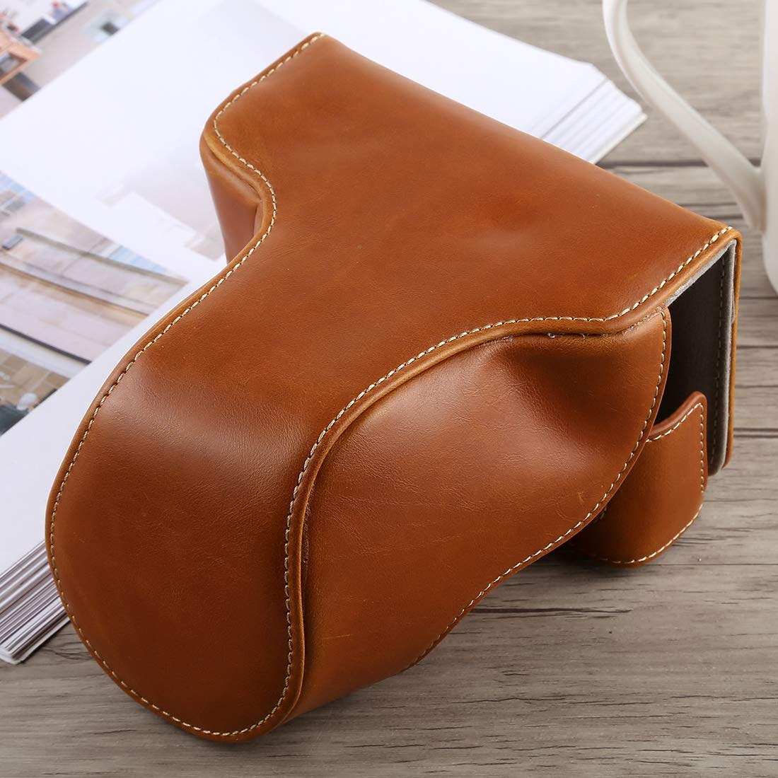 YIN ONM Full Body Camera PU Leather Case Bag with Strap for Fujifilm X-A5 (Black) LI (Color : Brown)