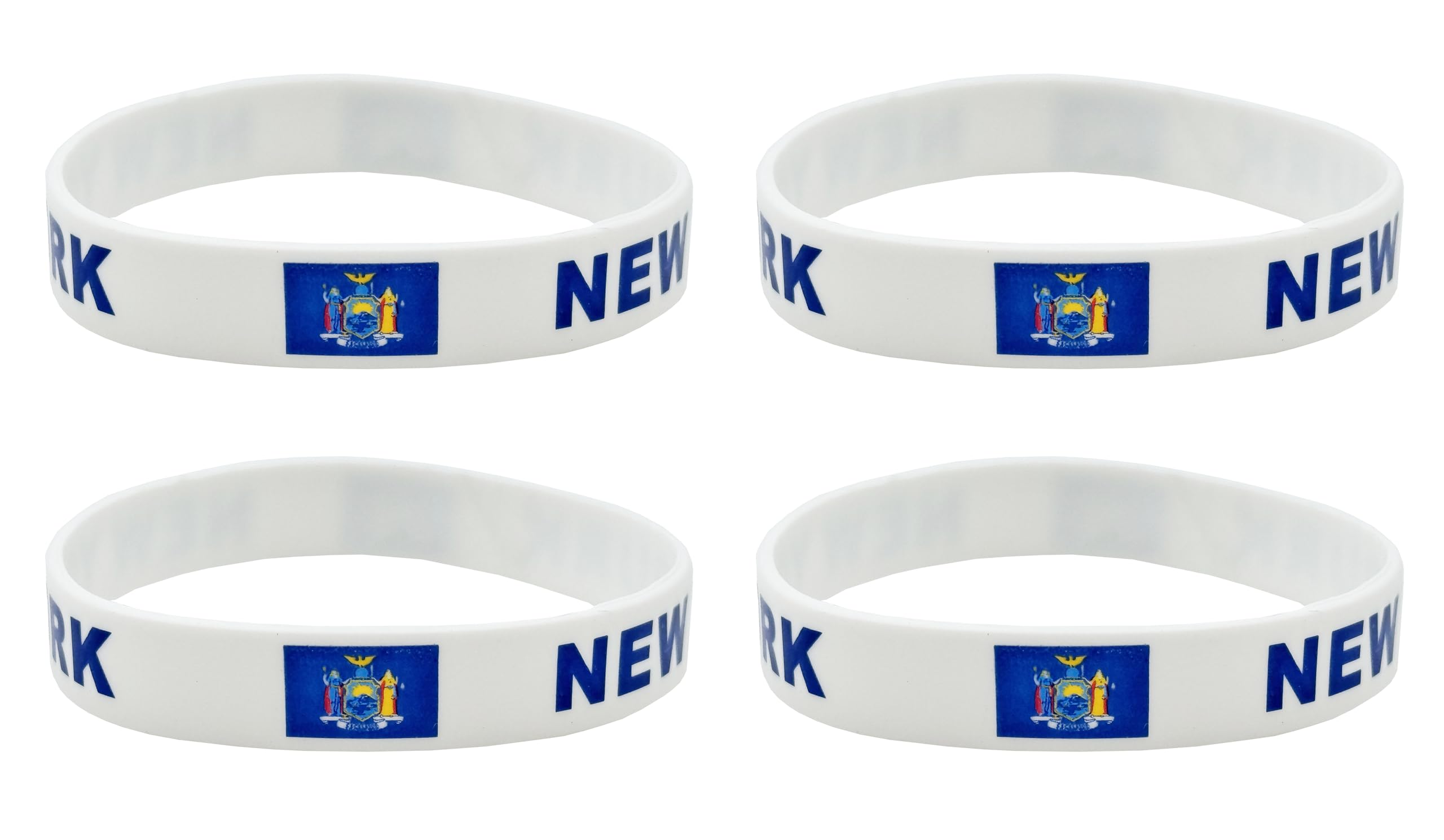 LLBFHH 4 Pcs New York State Flag Rubber Bracelets,State Flag Silicone Bracelet, Rubber Wristbands Patriotic Decorations Gift.