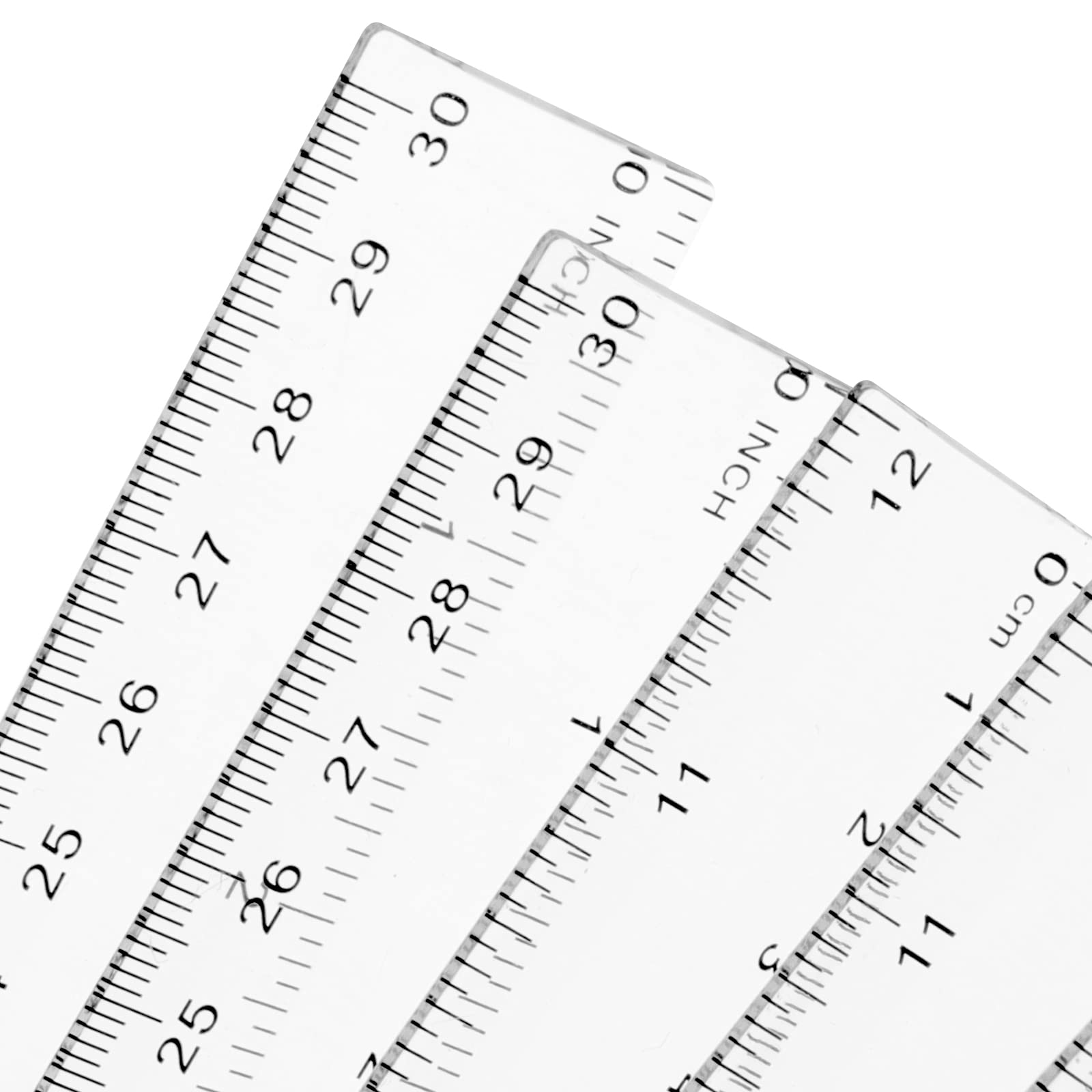 KEILEOHO Lot de 200 règles droites en plastique transparent de 30,5 cm, standard/métrique, outil de mesure flexible pour salle de classe, maison, bureau, salle d'artisanat