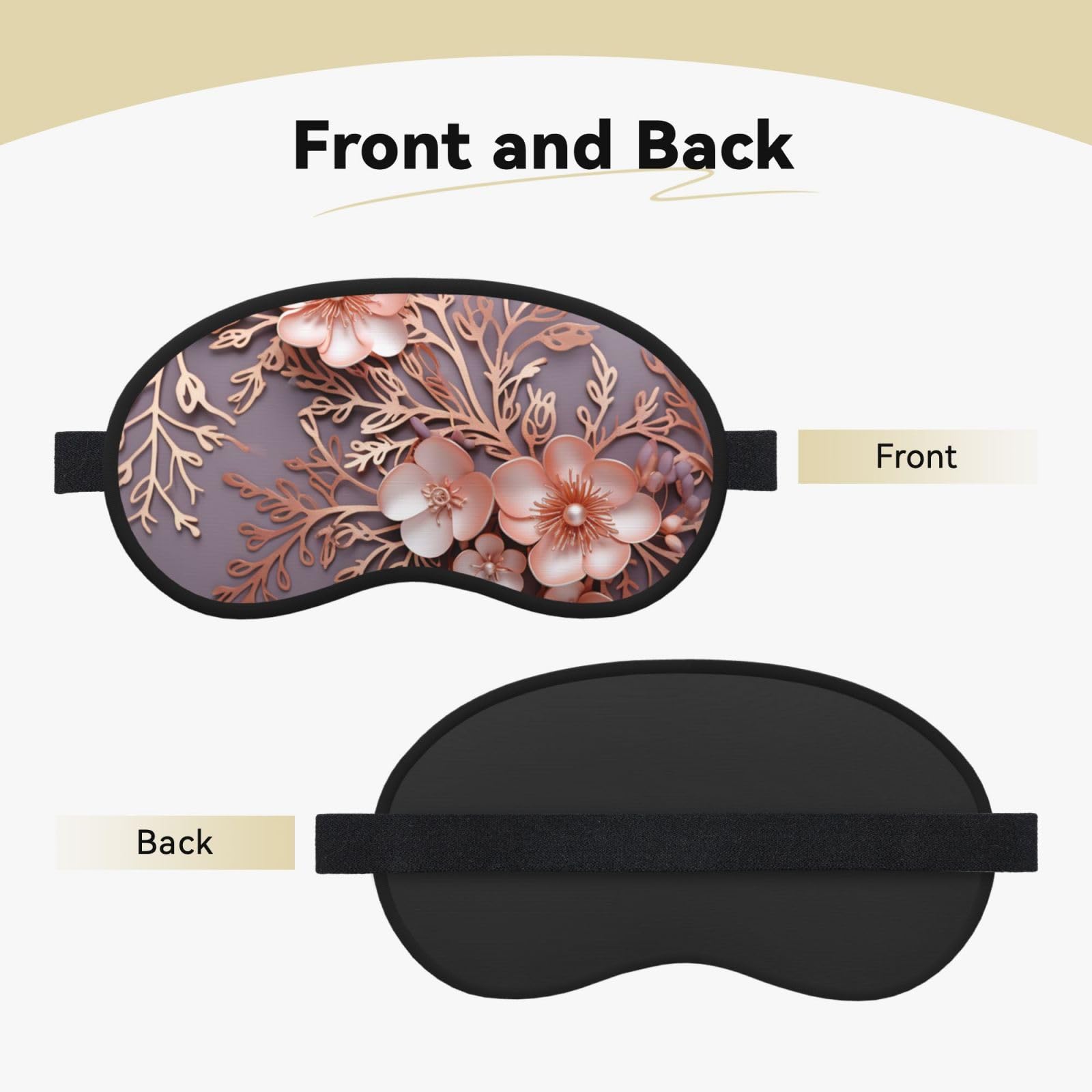 Sleep Mask for Side Sleeper Silk Sleeping Eye Masks with Elastic Strap Super Soft Eye Sleep Shade Cover Rose Elegant Decorative Floral Blackout Night Blindfold for Women Men Travel