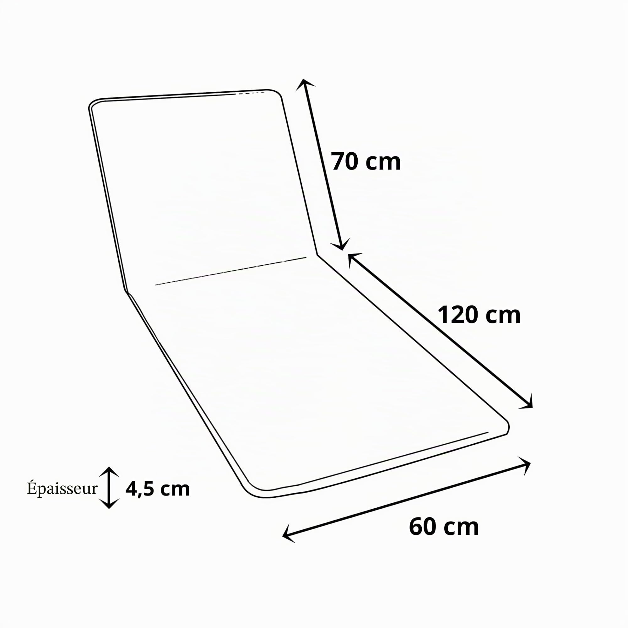 Coussin imperméable pour chaise longue bandée – 190 x 60 cm polyester hydrofuge – Coussin amovible fabriqué en Italie (blanc et jaune)