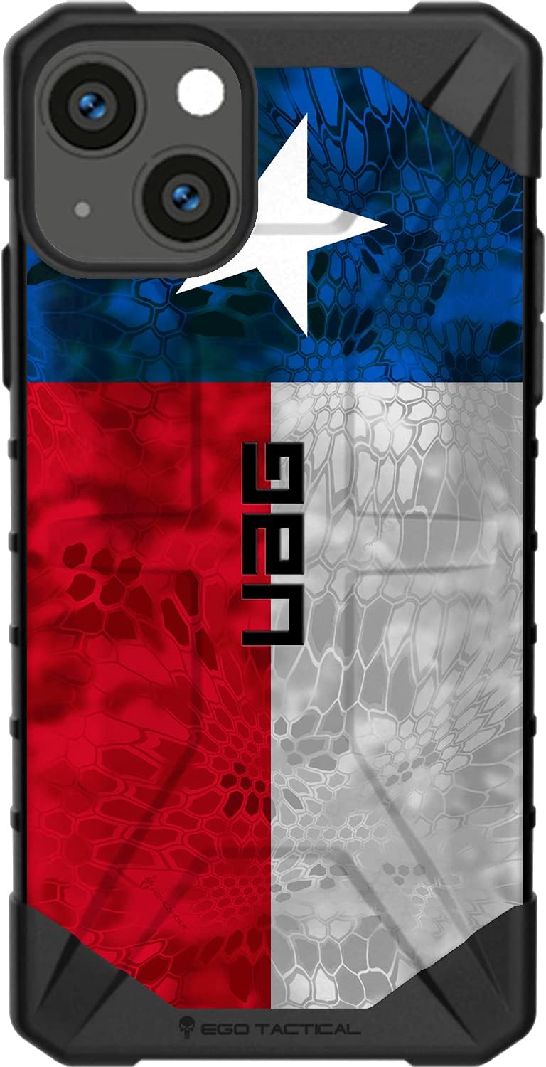 EGO TACTICAL Limited Edition UAG Urban Armor Gear case Compatible with iPhone 13 Pro [6.1" Screen] Printed in The USA Kryptek Camouflage Texas Flag
