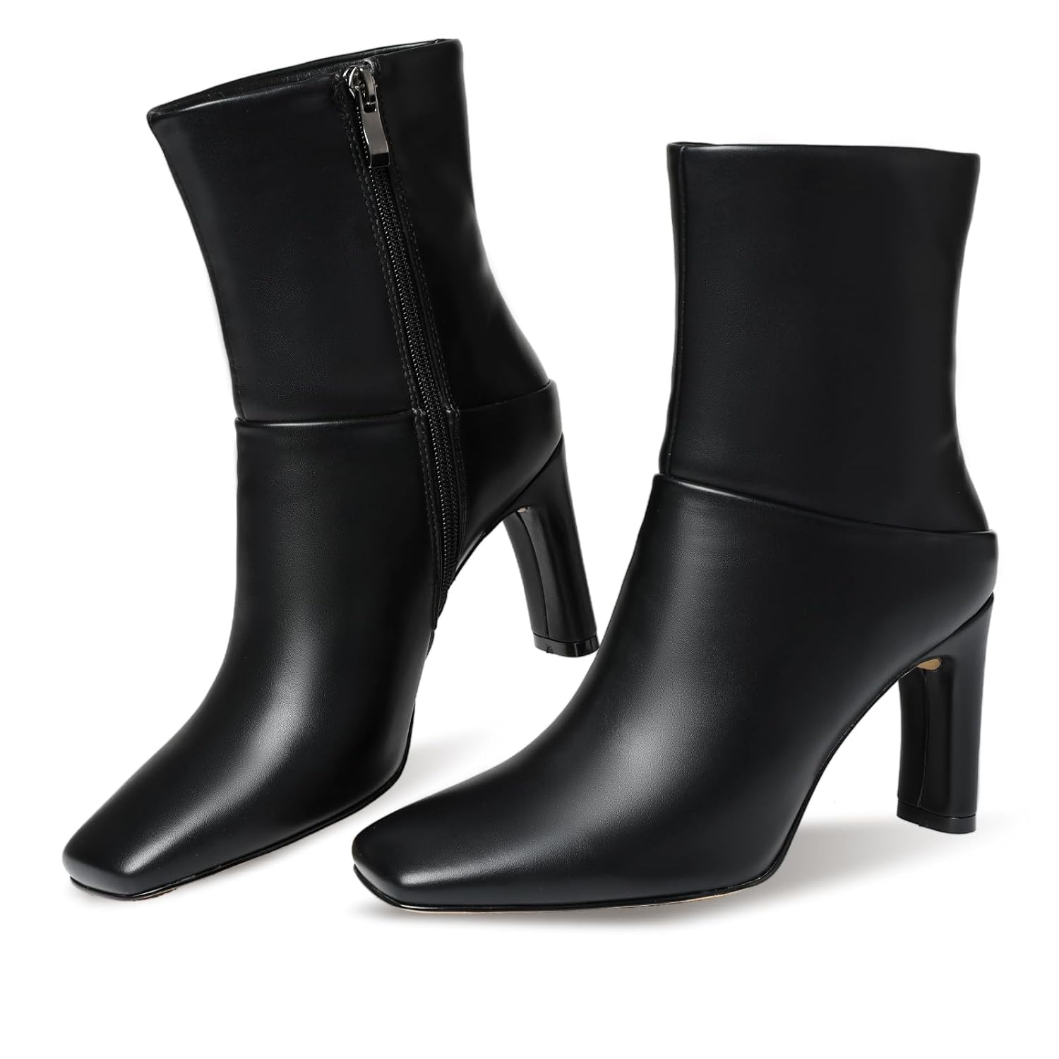 Ankle Boots for Women Square Toe Short Boots Side Zipper Low Heel Ankle Booties Fashion Comfort Dressy Lady