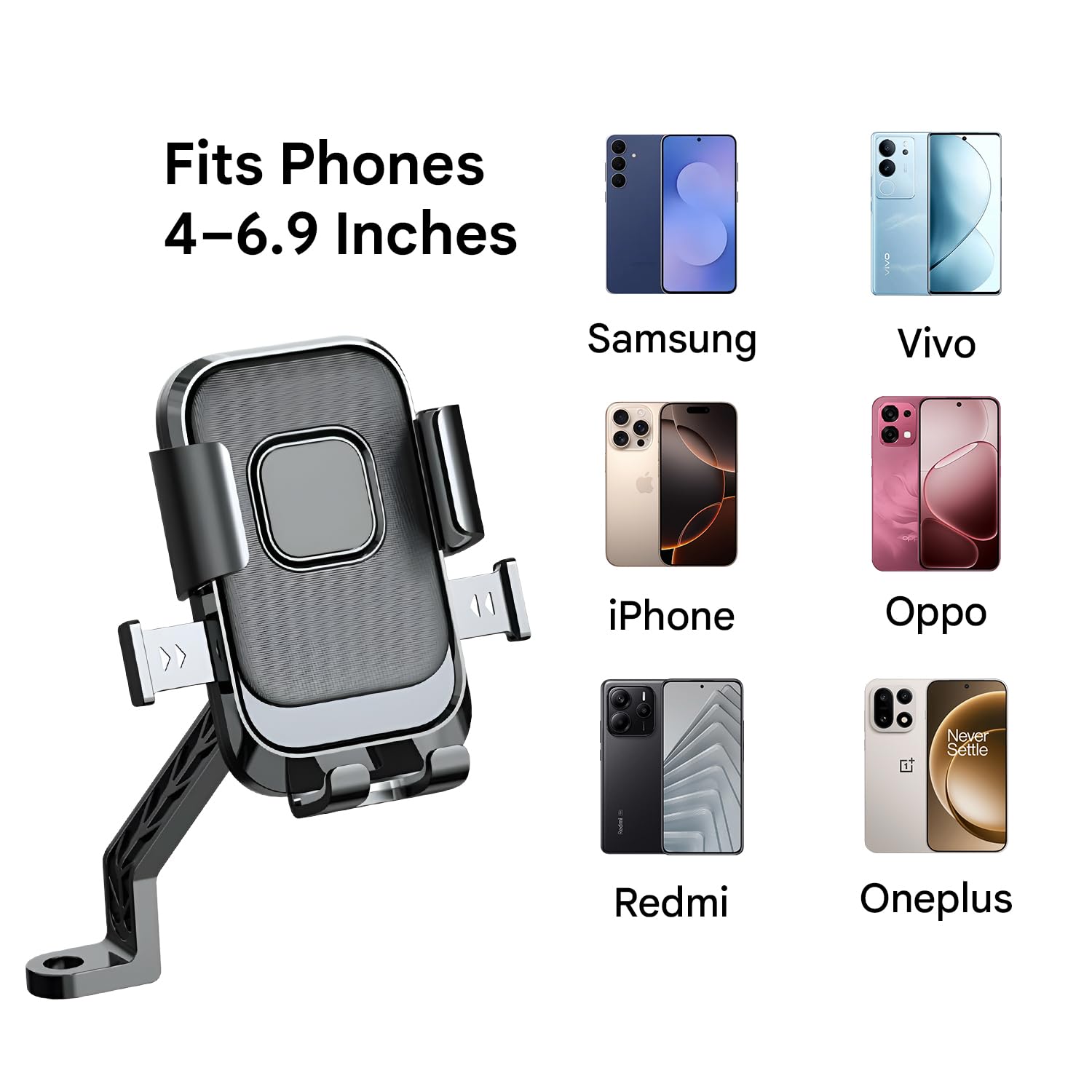 HUMBLE® Bike Phone Holder for Handlebar & Mirror Mount, 360° Rotatable Mobile Holder, Shock-Absorbent Clamp, Adjustable Smartphone Mount for 4–6.9 Inch Phones, Bike & Scooter Compatible (BK-089) — Amazon image 9