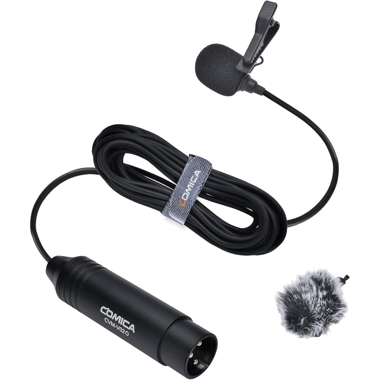 comica Lavalier - Microfono CVM-V02O, supporta l'alimentazione phantom da 48 V, microfono XLR a 3 poli per fotocamera Canon/Nikon/Sony/Panasonic/DSLR, videocamera/Tascam/mixer audio (1 pezzo)
