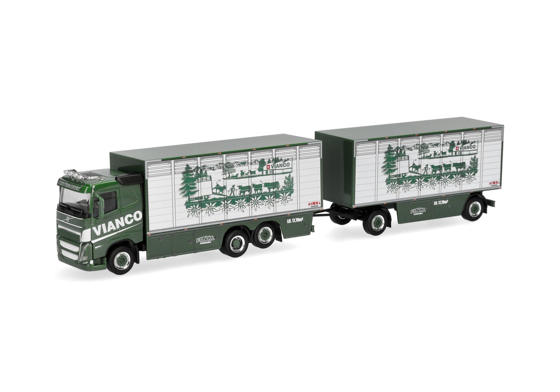 Herpa 320832 | Volvo FH GL FD 2020 | wózek transportowy dla bydła | Vianco (CH| 1:87
