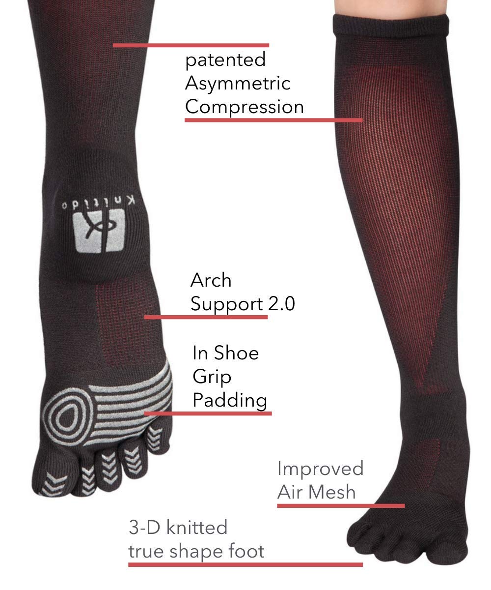 Knitido Asymmetric Compression TS 2.0, Sport-Kompressionsstrümpfe mit asymmetrischer Kompression