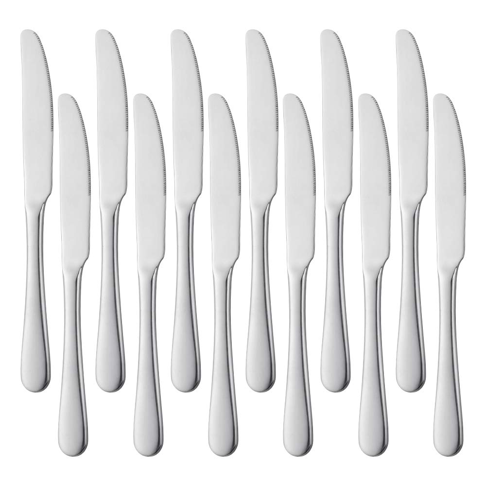 Meisha - Cuchillos de cena de acero inoxidable de 12 piezas, juego de cuchillos de mesa, juego de cubertería, pulido con espejo, ideal para el hogar, cocina, 8.9 pulgadas, plata