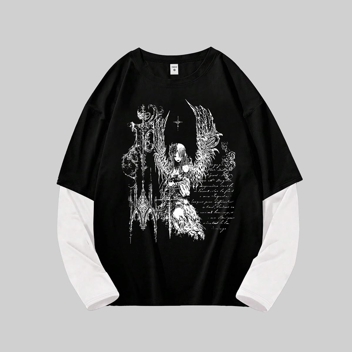 Men & Women Y2K Goth Shirt Emo Alt Cross Graphic Tee - Dark Academia T-Shirt Oversized Baggy Tops