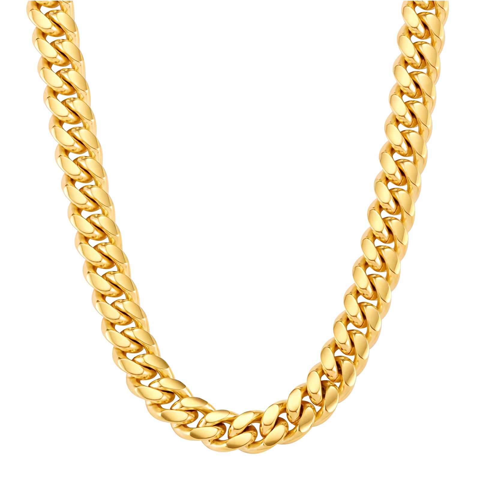 VEXXS Cuban Link Chain Flat Cut, 18K Gold Plated
