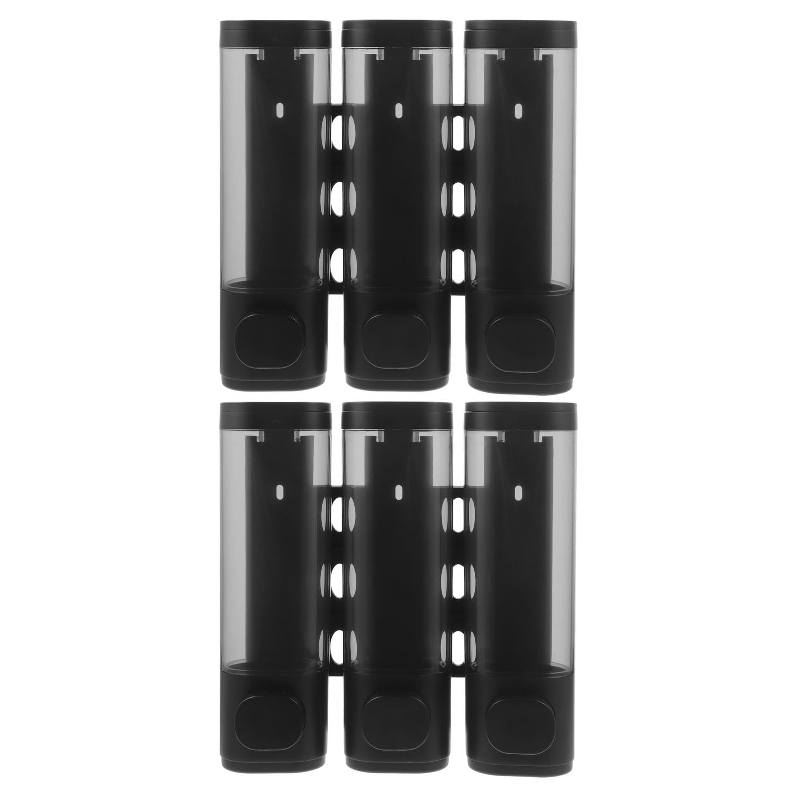 INOOMP 2 dispenser di sapone da doccia a parete: dispenser di shampoo e balsamo ricaricabile a 3 scomparti di grande capacità per casa, hotel, bagno, con pulsante.