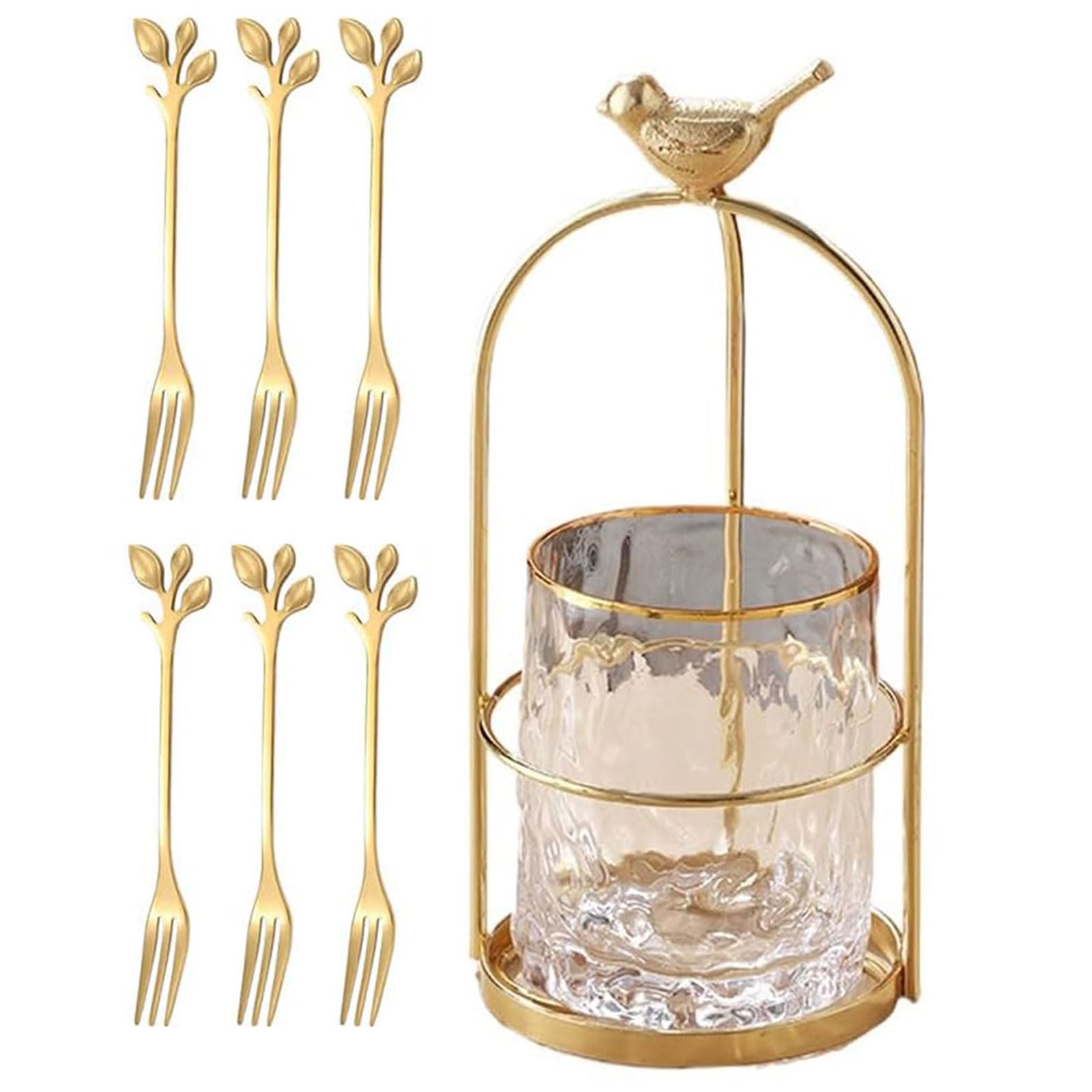 Fourchettes De Fruits Réutilisables en Acier Inoxydable avec Boîte De Rangement, 6 Pièces De Fourchettes À Dessert Fromage pour Thé De L'après Midi Fête Cuisine