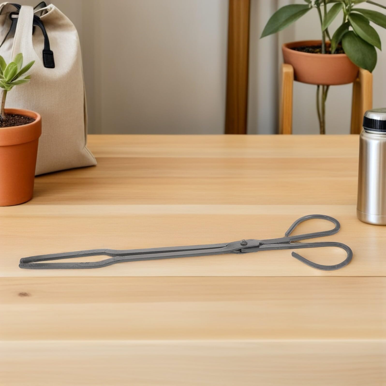 NUOBESTY Pince à Bois pour Cheminée Pince Fer Robuste pour Bûches et Charbon Multifonction pour Foyer Intérieur et Feu de Camp