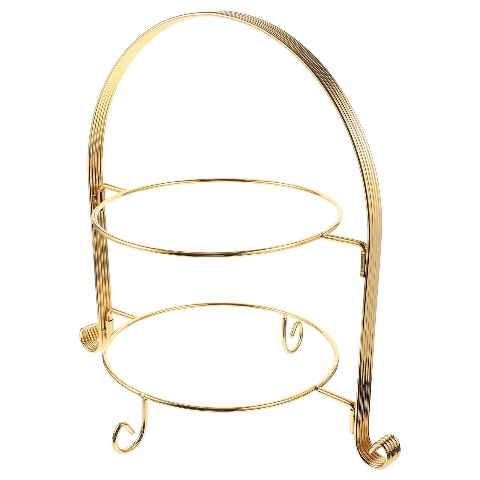 GANAZONO Espositore Supporto Staccabile per Dolci a Doppio Strato in Metallo Dorato come Centrotavola Elegante per Feste, Tè Pomeridiani e Matrimoni