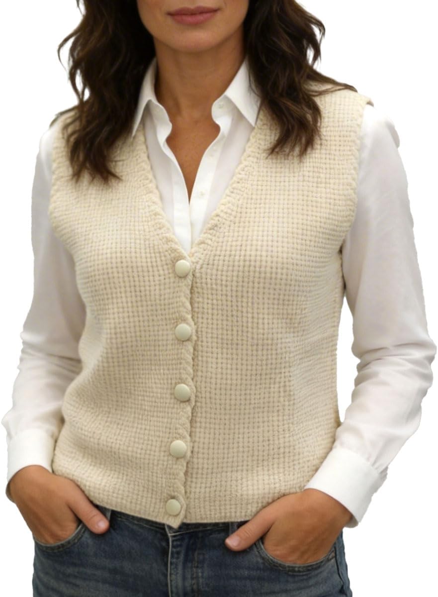 LEO'VASE 2025 Womens Vest Top Fall Vest - Stylish Sleeveless Cardigans for Women，Women Sweater