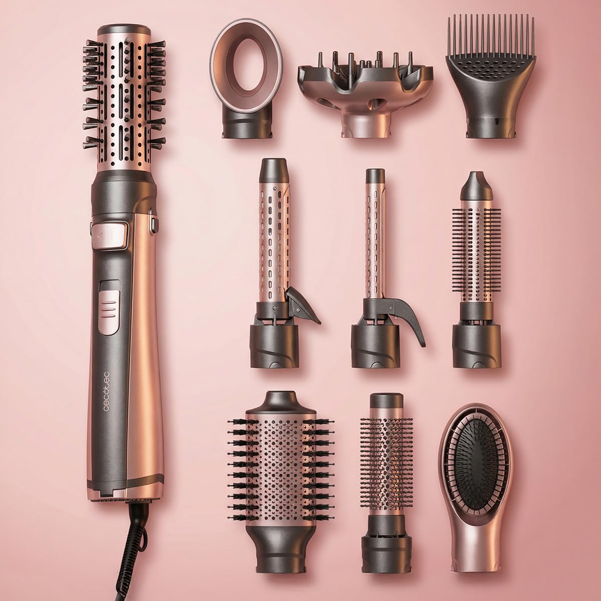 Cecotec Spazzola ad Aria Rotante 10in1 CeramicCare AirBrush Gyro. 1100W, Rotazione, Tecnologia Ionica, Rivestimento Ceramico, 3 Modalità Velocità e Temperatura, Piega Facile
