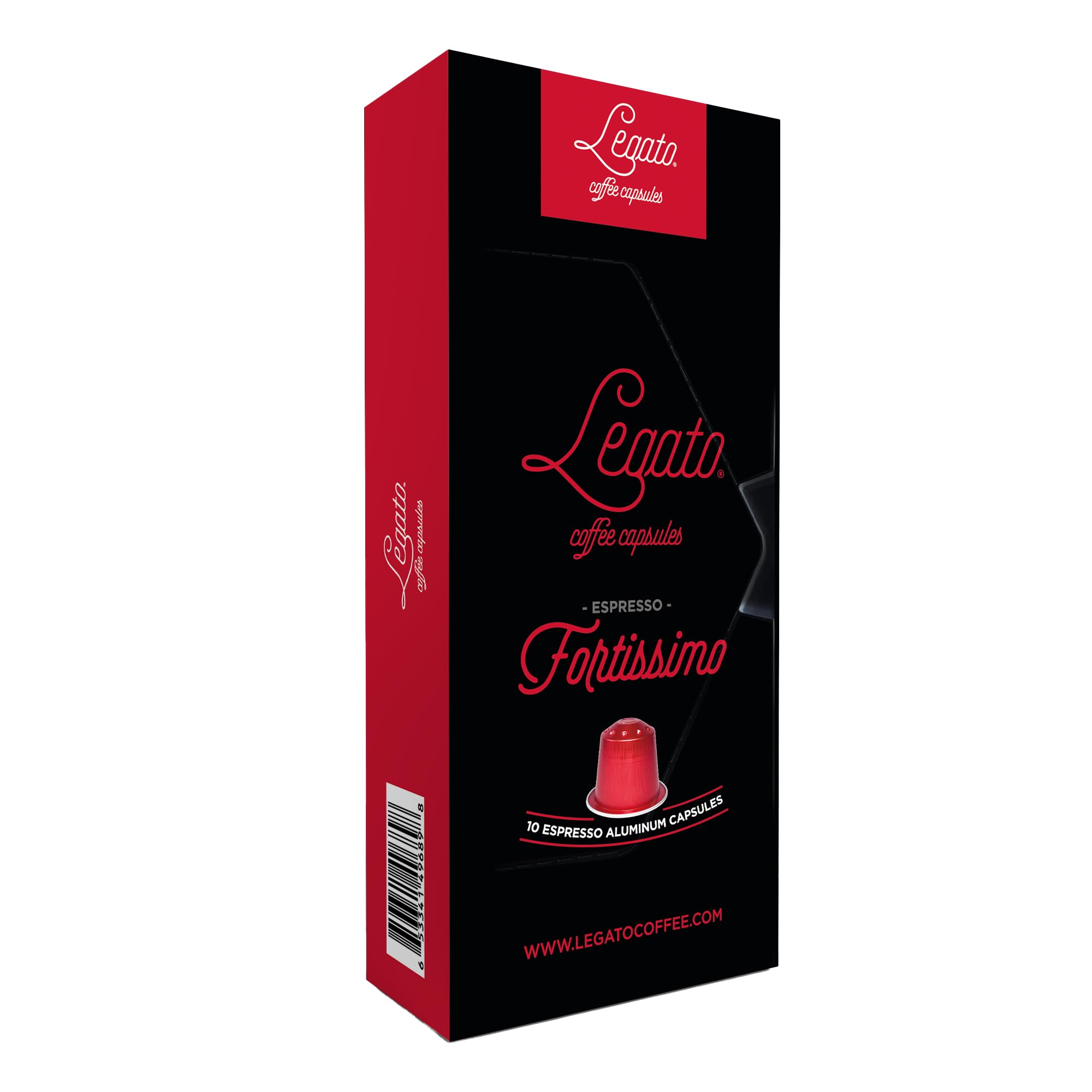 Legato Espresso Capsules - 10/100 count - Single-Serve Coffee Pods - Compatible with Nespresso OriginalLine Machine - Cafe-style Coffee at Home (10, Fortissimo Strength 9)