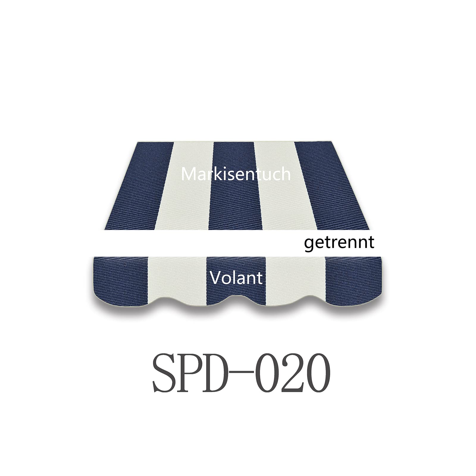 VANA Markisenstoff Mit Volant Für 3x2 M Markisen – Ersatzbespannung, Polyester 280 G/m², Fertig Genäht, UV-beständig, Design SPD023