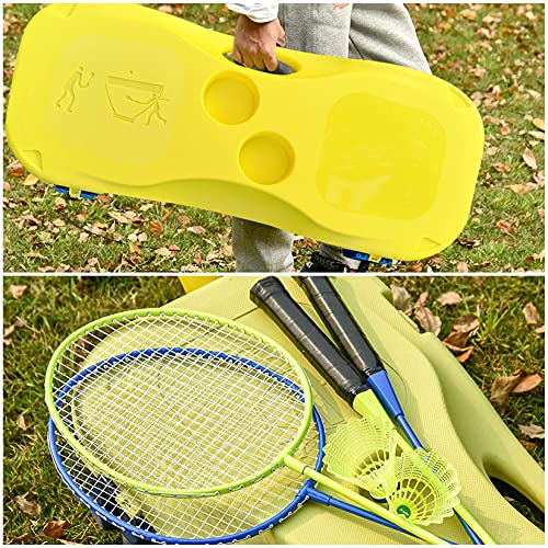 Filet de badminton portable jaune avec support stable et mallette rigide - 2