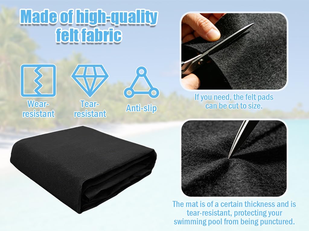 Base Redonda para Piscina, Base de Piscina Redonda, Base Antideslizante y Resistente al Desgaste para Piscina, para Jardín Césped, Multifuncional para Piscinas al Aire Libre (Negro/305cm)