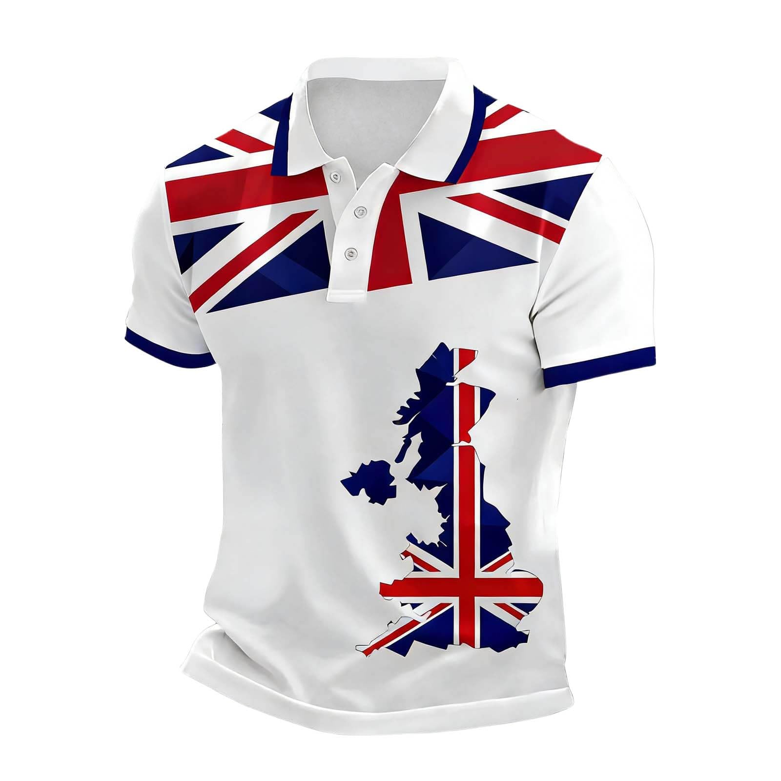 Men's Union Jack Polo Shirts 2026 England National Day Golf Shirt Great British Bunting Flags Golf Tops Casual Short Sleeve Poloshirts Festival Tee Top