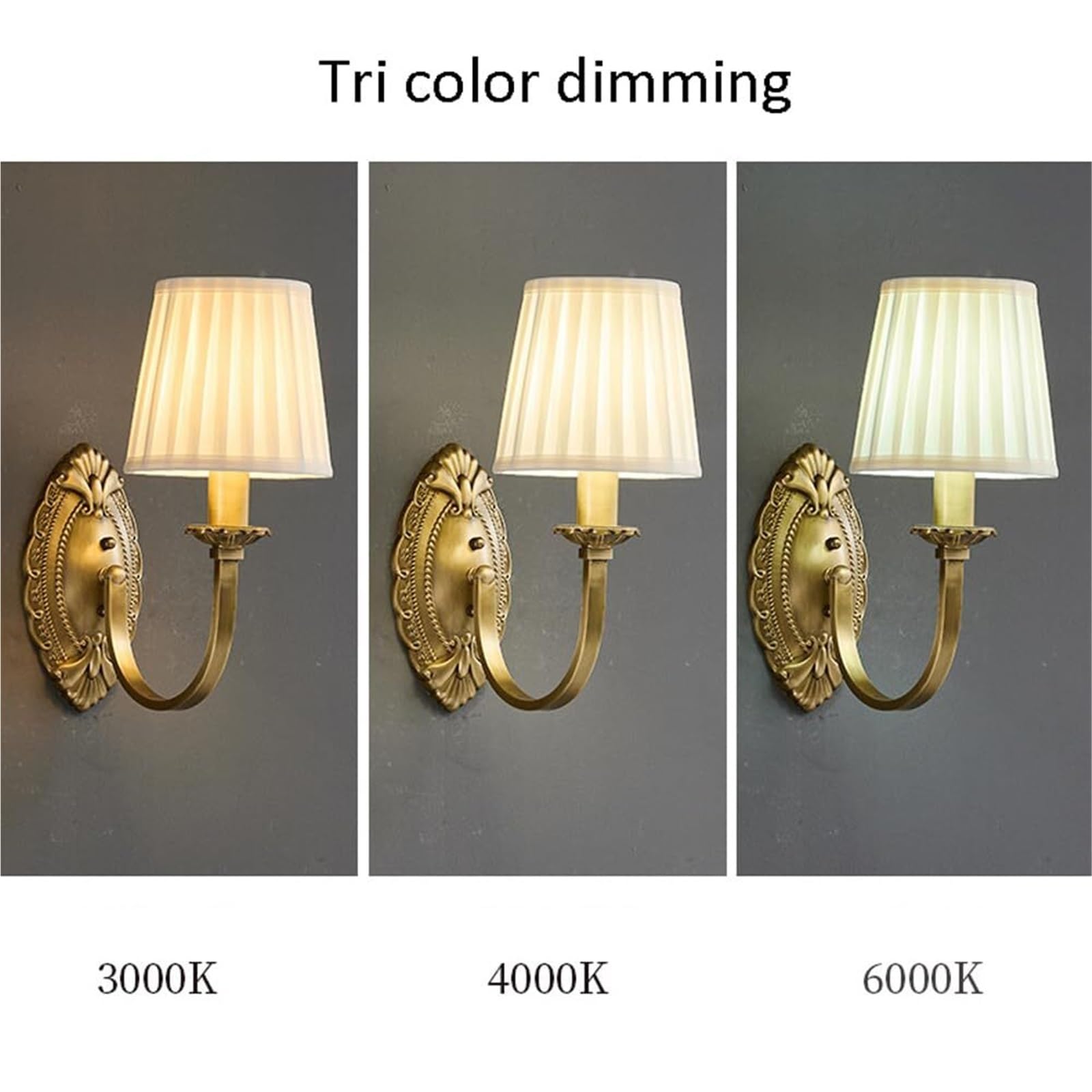 Applique da Parete in Ottone a 2 luci, Paralume in Tessuto, Lampada da Parete Industriale Antica, cablata, Vintage, Stile metà secolo, per Camera da Letto, Bagno, Soggiorno, Fattoria, Sala da Pra