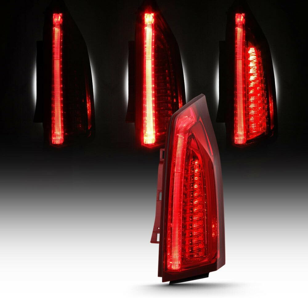 Tail Light Right Passenger Side Red Lens Chrome (Crystal) Housing Tail Lamp for Cadillac for ATS Performance 13-16 & Base 13-18 & V 16-18 - 22977946 23262480 23315246 84081570 GM2801260
