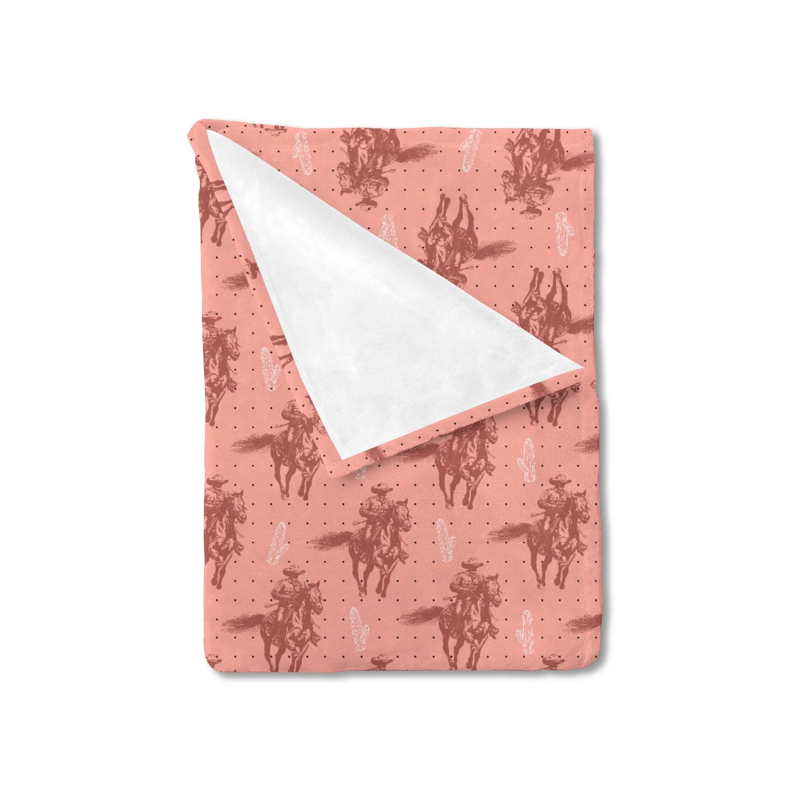 Pink Western Cowboy Cactus Baby Blanket for Boy Girl Vintage Cowboy Horse Flannel Soft Swaddle Blanket Retro West Plants Receiving Blankets Nursery Toddler Newborn Daycare Bed Crib Blanket 30x40