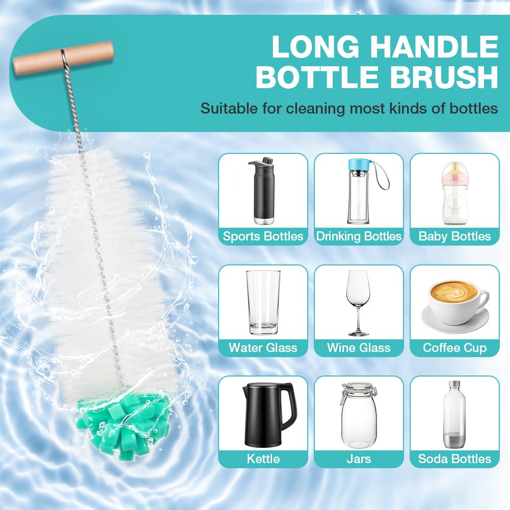 Cepillo para Botellas de Cristal SodaStream, Limpia Termos, Verde