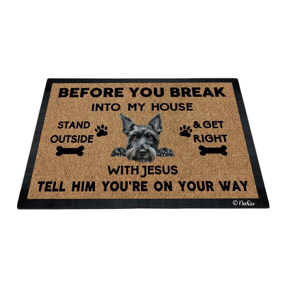 Antes De Entrar En Mi Casa Perro Schnauzer Gigante 40X60Cm Felpudo De Entrada Suave Alfombra De Baño Antideslizante Felpudo De Bienvenida para Entrada Casa Trasera Delantera Interior