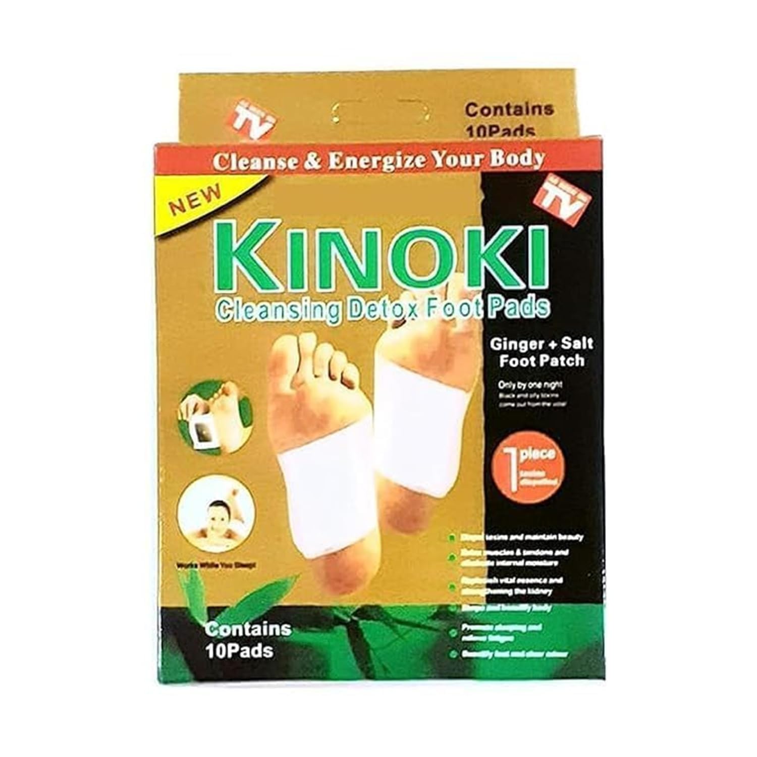 TWIN SWAN Kinoki Cleansing Detox Foot Pads With Ginger & Salt | Overnight Foot Patch for Detox, Foot Care, Relaxation & Body Refresh | Natural Detox Pads (20 Pads)-image-14