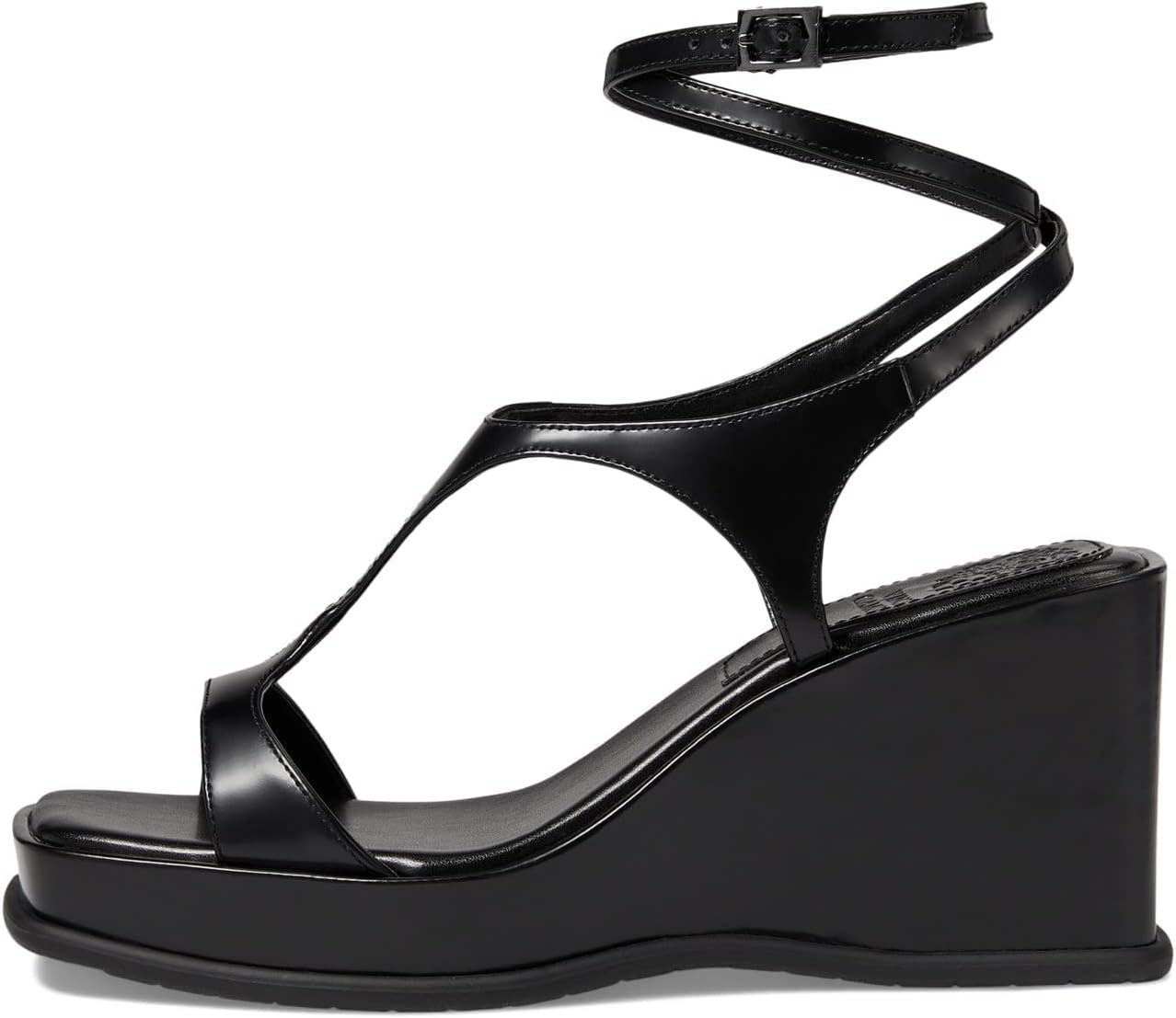 Vince Camuto Women's Fetemee Ankle Strap Wedge Sandal, Black, 7