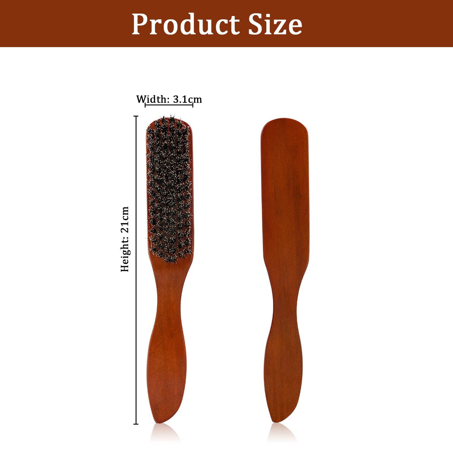 Boar Bristle Hair Brush - Long Paddle Soft Brush for Slick Back Afro, Wet or Curly Hair - Red-Brown Beard Brush for Women and Men - Image 4