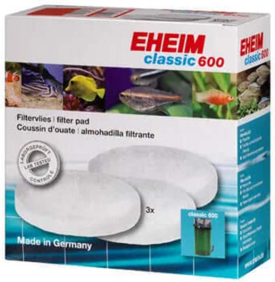 Filter Pad (White) for Classic External Filter 600 (3 Pieces) , 3.00 x 7.00 x 7.00 inches