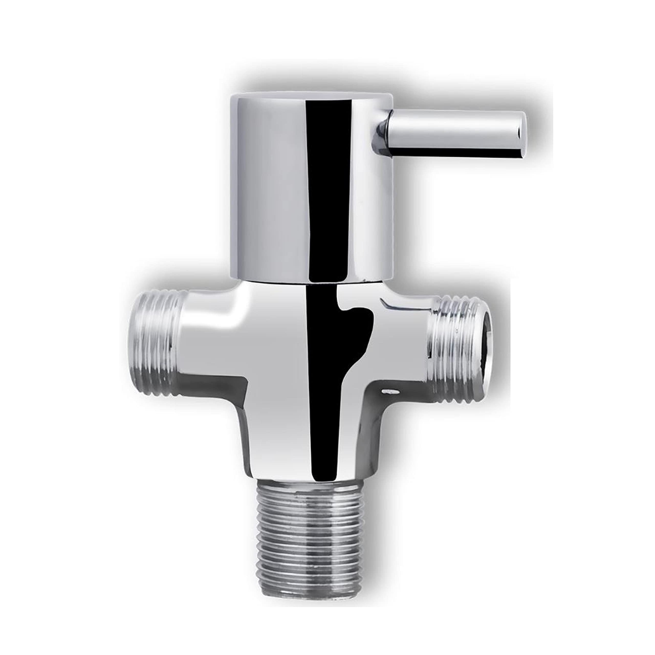 Kamal Brass 2-IN-1 Angle Valve Cock with Wall Flange | Quarter Turn Heavy Fitting Chrome Finish | For Pipe Connection for Bathroom/Kitchen - Silver (Pack of 1) (B075724DMT) Amazon Price History, Amazon Price Tracker
