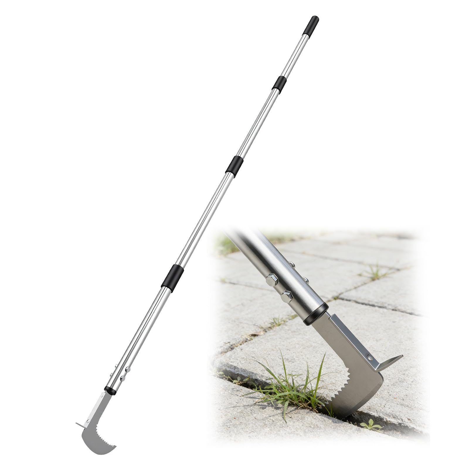 Raschiatore per Fughe Telescopico 145 cm Lama Acciaio Inox Dentellata Rimuovere Erbacce