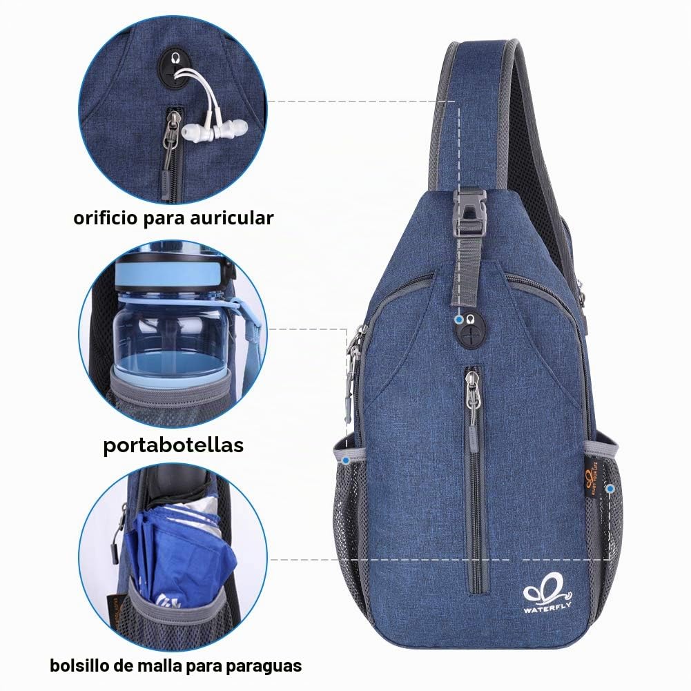 Waterfly Mochila Cruzada Pecho Mochila Bandolera para Ciclismo Senderismo Casual Hombre y Mujer