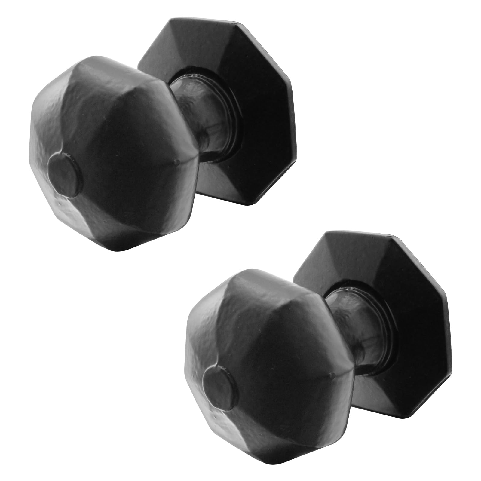 Eai Black Iron Door Knobs - 1 Pair Of Cast Iron Antique Octagonal Mortice Knobs