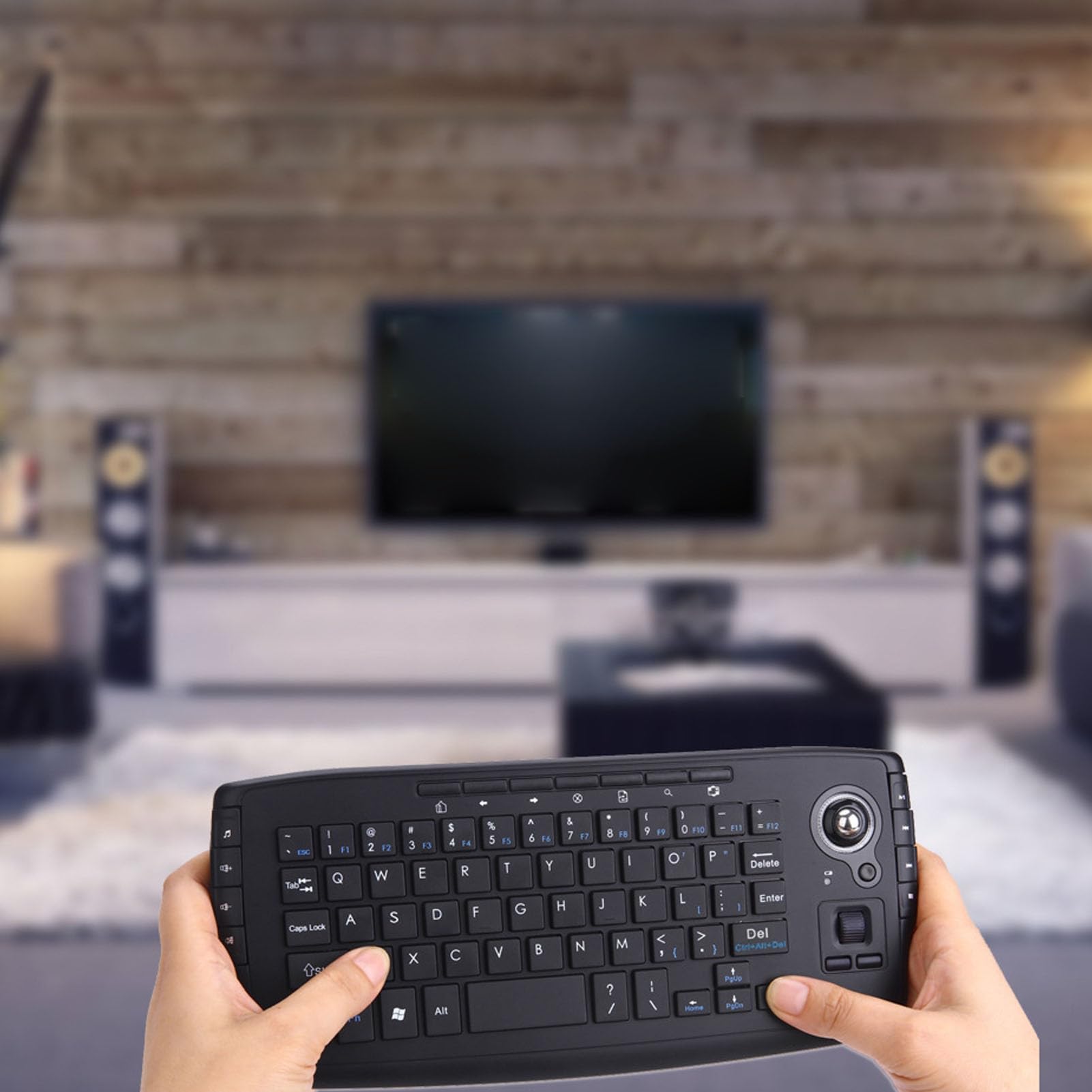 Bewinner Tastiera Mouse Trackball, Combo Tastiera Mouse Trackball Wireless da 2,4 GHz, Mini con Rotella di Scorrimento per PC, TV Box Android, Telecomando