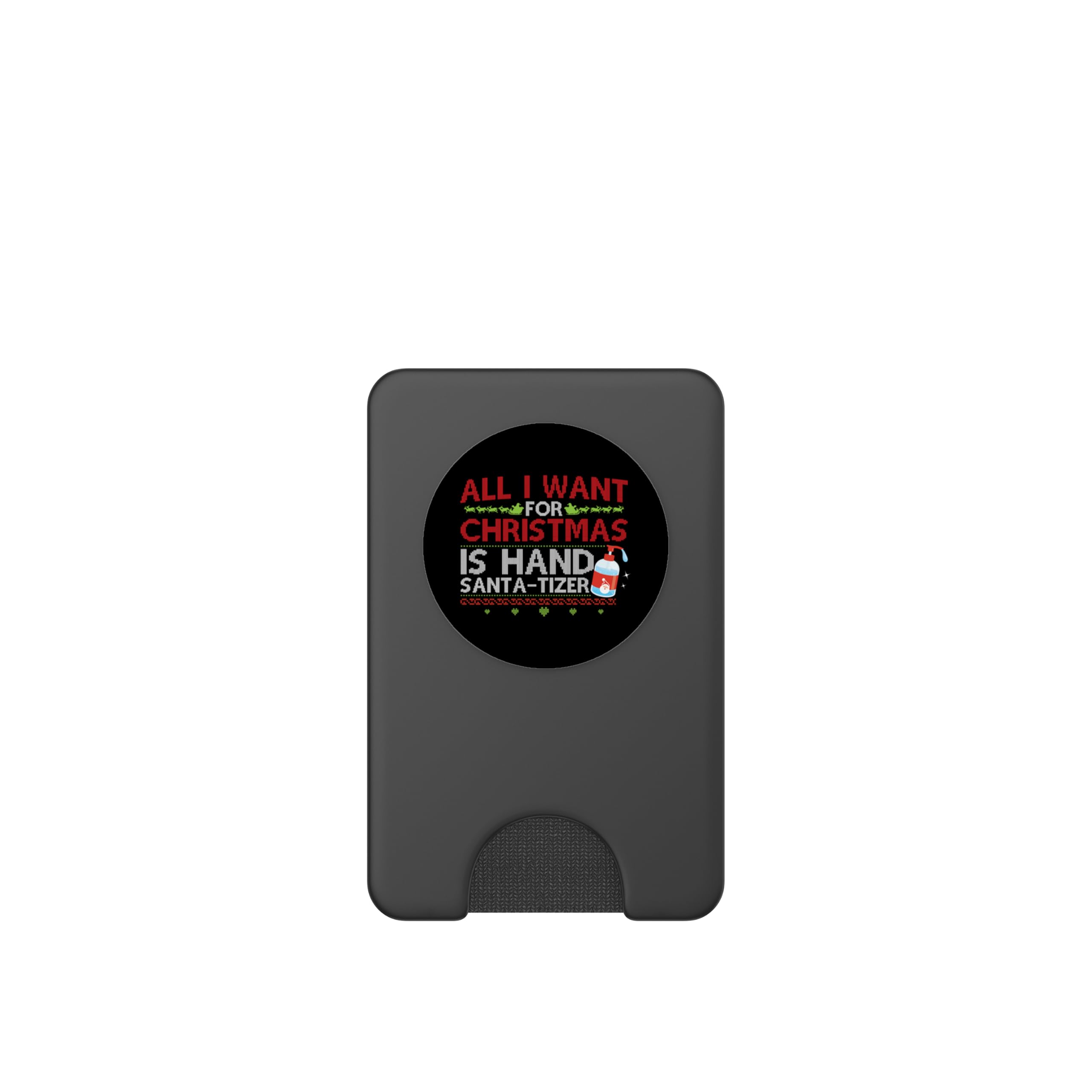 For Christmas Is Hand Santa-Tizer Ugly Christmas Sweater PopSockets PopWallet for MagSafe, Black - Image 2