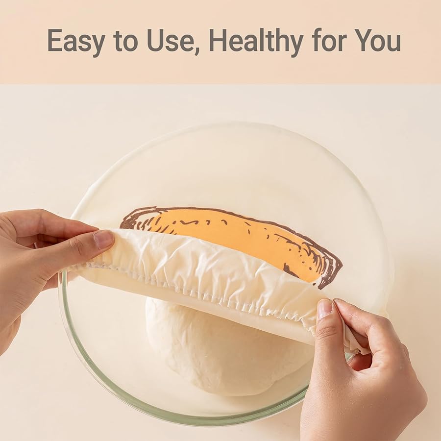 Reusable Beeswax Bread Bag for Sourdough & Homemade Bread and 3-Pack Organic Cotton Beeswax Bowl Covers, Keep Bread Fresh Longer, Freezer-Safe, Easy to Clean, Natural Beeswax Lining for Freshness - image 5