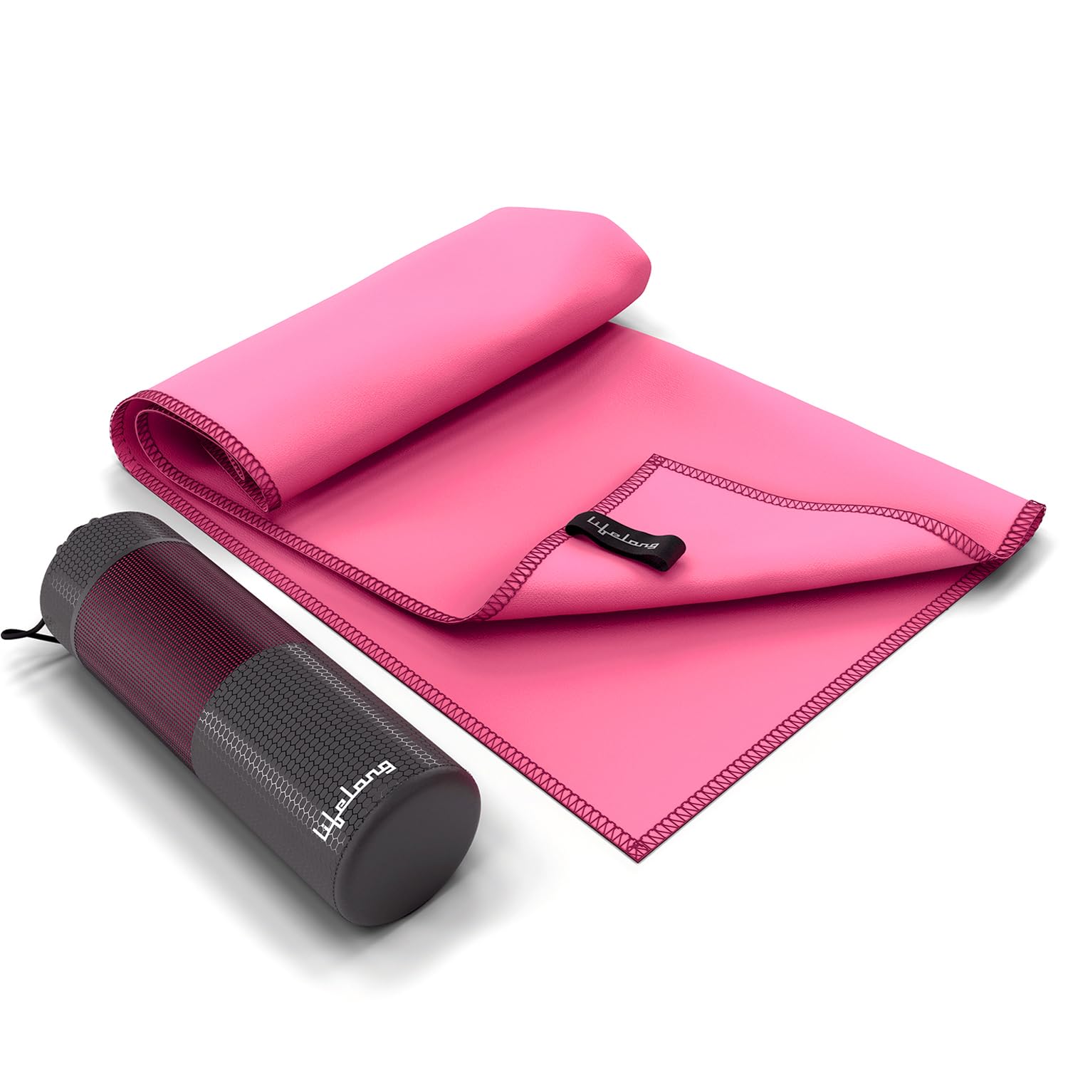 Lifelong Microfiber Gym Towel for Women | Suede Quick Dry Towel for Gym, Swim & Sports | Lightweight, Absorbent Microfiber Towel | Sweat Towel for Workout & Running | Pack of 1 | 160 * 80cm (Pink)