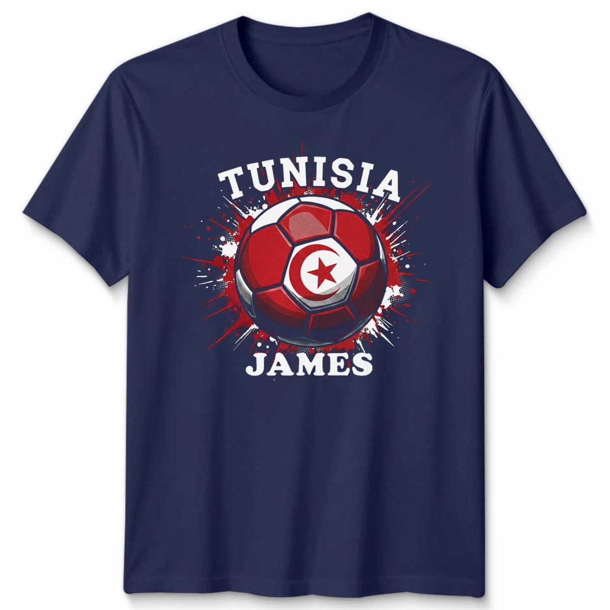 Personalised Tunisia Football Sports Unisex Tshirt Tee Gift Unisex 2XL Navy