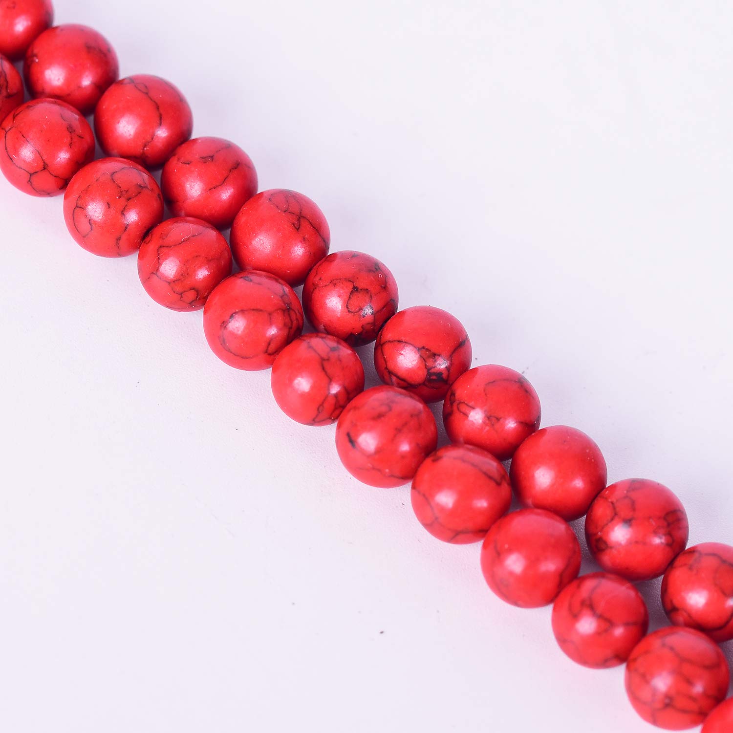 8 mm czerwony howlit turkusowy okrągłe koraliki z kamienia szlachetnego do produkcji biżuterii 38 cm sznurek