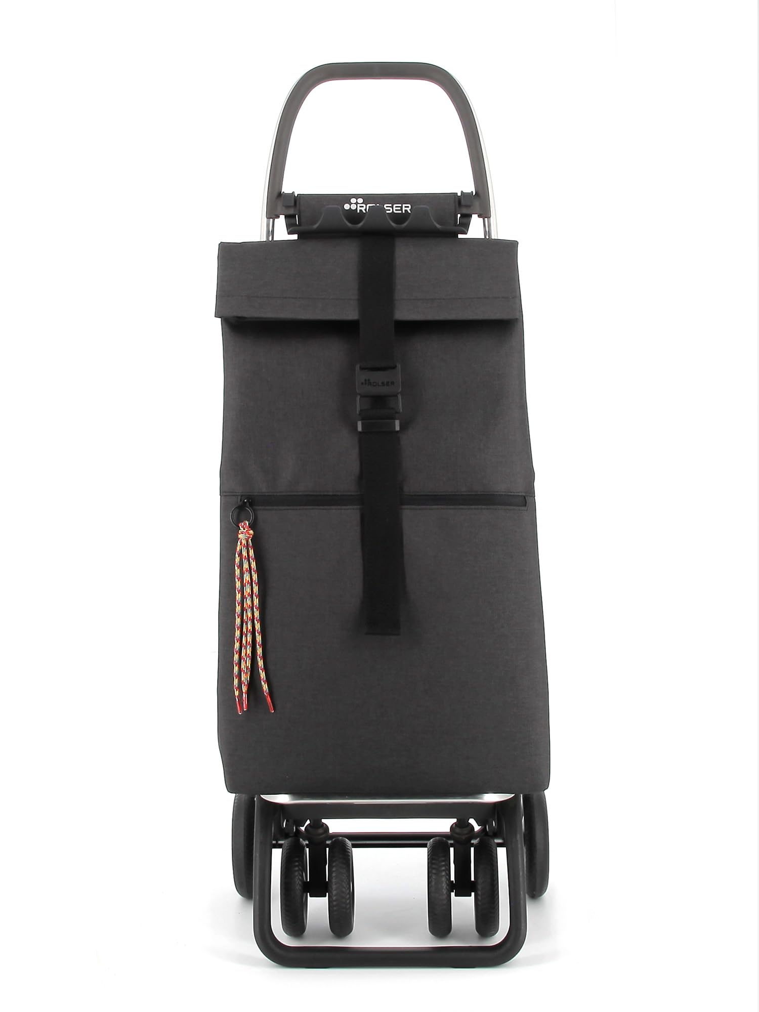 Carro Rolser Big Tweed 4 Ruedas 2 Giratorias Plegable - Negro